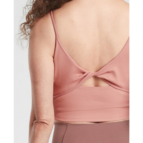 Athleta NEW Women Active Tank Top Twist Back Pink Rib Knit Size 1X Sleeveless - Picture 5 of 7